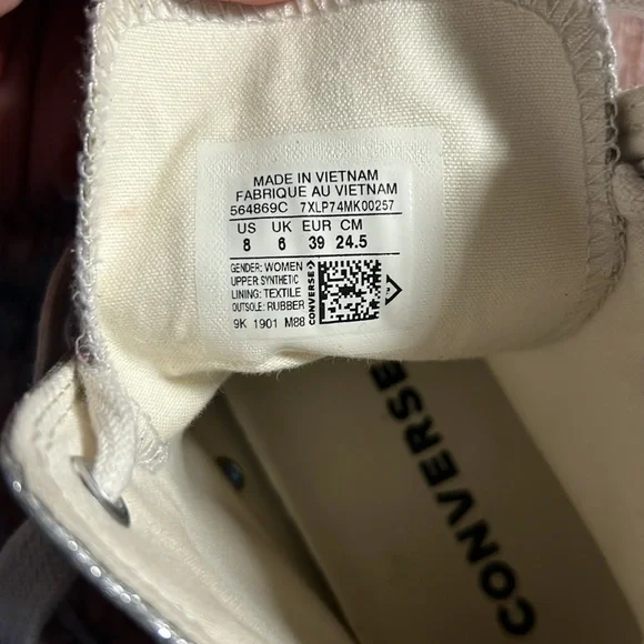 RARE Chuck Taylor All Star Silver Metallic & Glitter Leather Size 8 - Picture 6 of 6